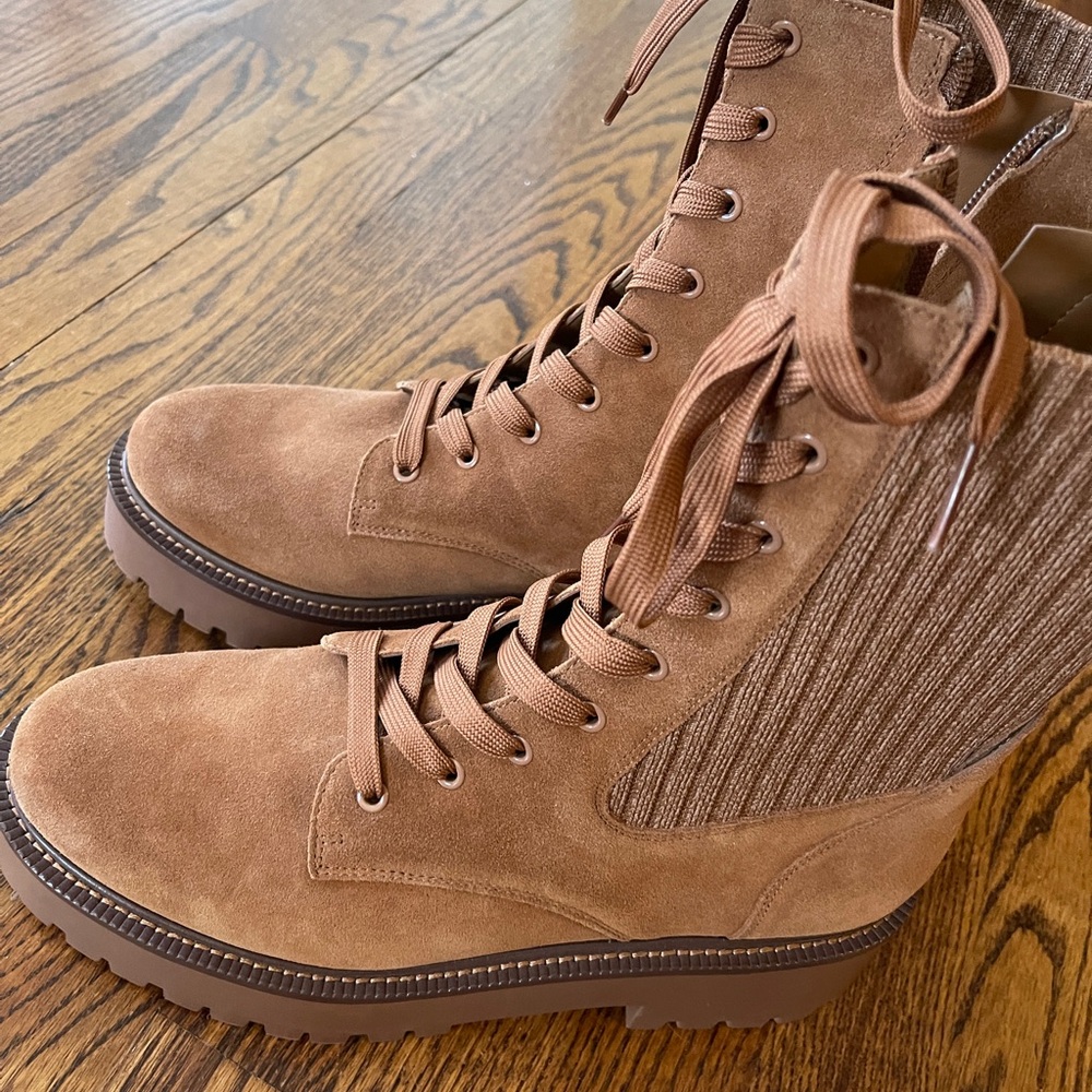 Sam Edelman Brown Suede Combat Boots